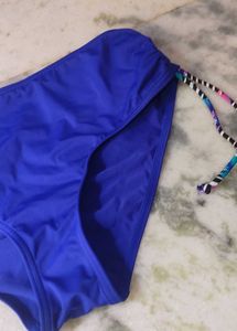 Blue Bikini Bottom with String Ties