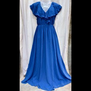 I. Elegant Blue Ruffled Maxi Dress