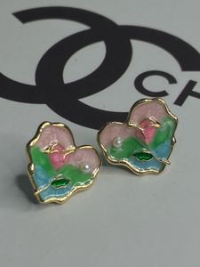 Enamel Floral Heart Earrings
