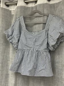 Striped Puff Sleeve Top