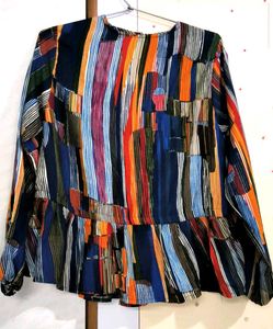 Colorful Striped Peplum Top 🎊