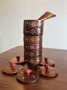 Wooden bowls with Spoons (Set of 6)