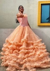 Stunning Peach Ruffle Gown