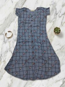 Elegant Grey Checkered Kurta
