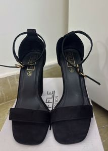 Brand New Truffle Collection Black Suede BlockHeel