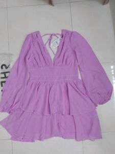 shein cute lavender fit and flare dress with tag