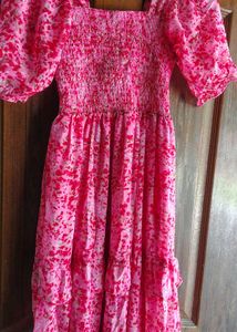 Pink Floral Smocked Dress