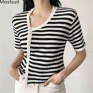 Striped Short Sleeve Cardigan top