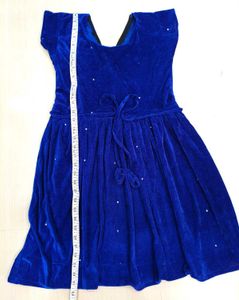 Elegant Blue Velvet Embellished Dress