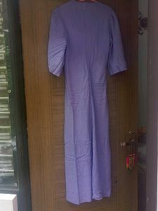 Lavender V-Neck Midi Dress