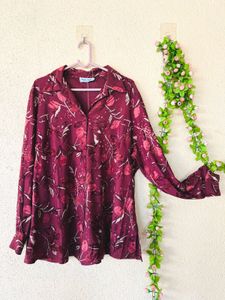 Floral Print Burgundy Blouse