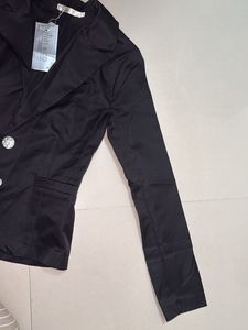 Chic Black Blazer with Statement Buttons