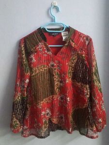 Boho Floral Print Sheer top