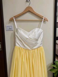 White &amp; Yellow Strapless Maxi Dress
