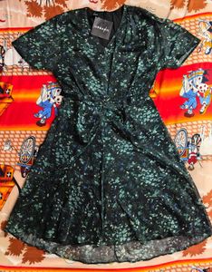 Urbanic Green & Black Floral Wrap Dress