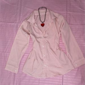 Fitted Pink Collared Shirt