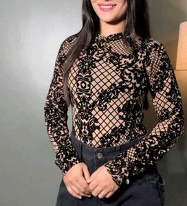 Patterned Long Sleeve Bodysuit
