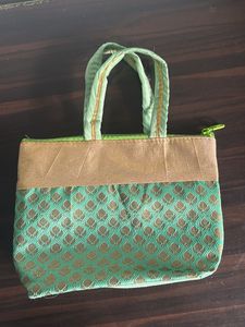 Elegant Green & Gold Clutch Bag