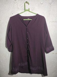 Elegant Purple Kurtaset with Lace Detail