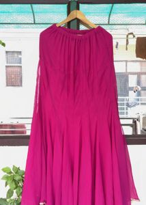 Vibrant Pink Flowy Ethnic Skirt