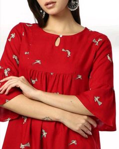 Red Flared Sleeve Kurta