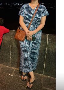 Stylish Blue Tie-Dye Jumpsuit