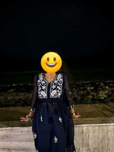 Navy Blue Embroidery Chikankari Kurta...🧚🏻‍♀️🧚