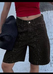 Leopard Print Denim Shorts