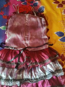 Girls maroon frill party wear frock