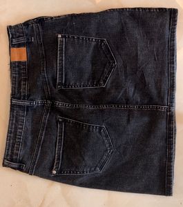 Black Denim Mini Skirt