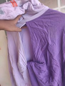 Purple &amp; Lilac Contrast Sleeve Backless Hoodie