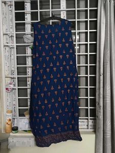 Blue Printed Casual Dress