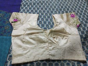 Embroidered Silk Saree With Blouse used