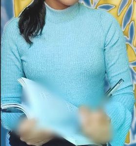 Ribbed Turtleneck Top with Flared Sleeves