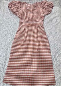 Red Checkered Puff Sleeve Dress