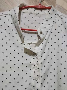 A White Shirt Top With Black Dots