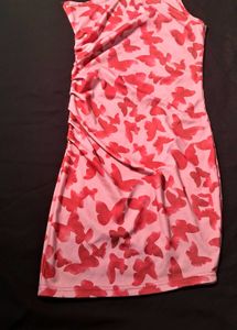 Pink Butterfly Print Mini Dress
