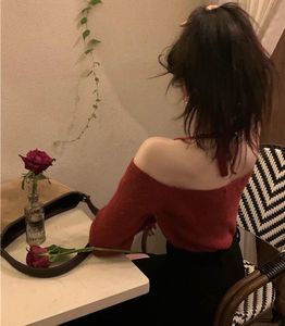 savana Chic Red Cold Shoulder Knit Top
