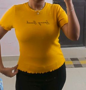 Yellow Lettuce Hem T-Shirt