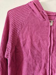 pink fleece hoodie with zip