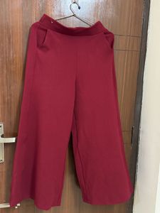 Maroon Wide-Leg Pants