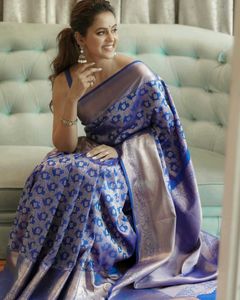 Royal Blue Silk Saree with Intricate Weaving