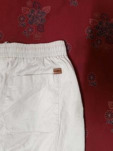 Cream Linen Blend Relaxed Fit Pants