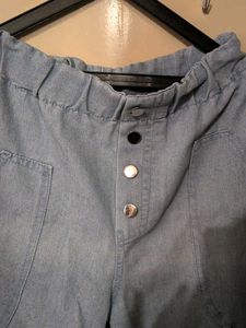 Blue Wide Leg Denim Pants