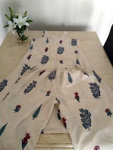 Cream Printed Kurta Set