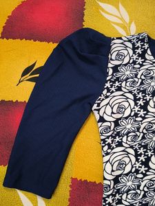 Floral Print blue and white top