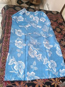 Blue Floral Cotton kurta set with Palazzo