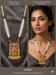 Elegant Gold & Gemstone Necklace Set