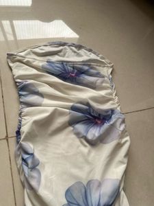 Floral Strapless Ruched Dress