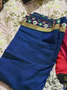 Elegant Blue Saree with Embellished Border